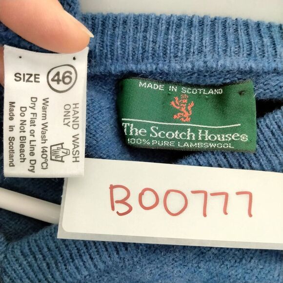 The Scotch House Sweater Mens Sz 46 100% Lambswool Blue V-Neck Pullover Scotland - Picture 11 of 11